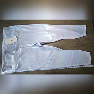 Fabletics Light Blue Leggings with Shimmery Rainbow Finish
